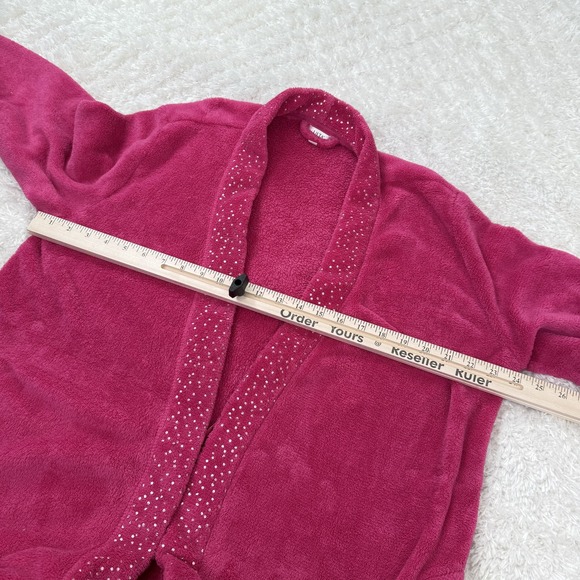 Ulta Beauty Robe Womens Large XL Plush Sequin Trim Bath Lounge Wrap Missing Belt - Picture 10 of 16